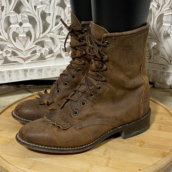 Laredo Womens Kiltie Western Boots Sz 